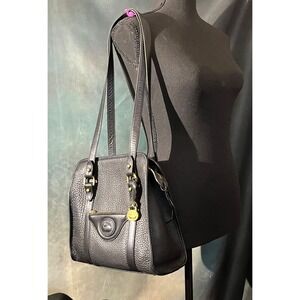 Vintage Dooney & Bourke All Weather Black Leather Satchel Shoulder Bag Classic‎